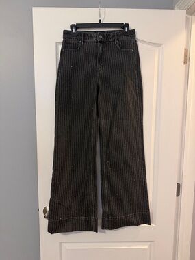 White House Black Market Black Pinstripe Wide Leg Jeans with sparkle